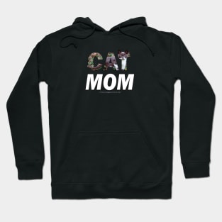 CAT MOM - grey and white cat oil painting word art Hoodie